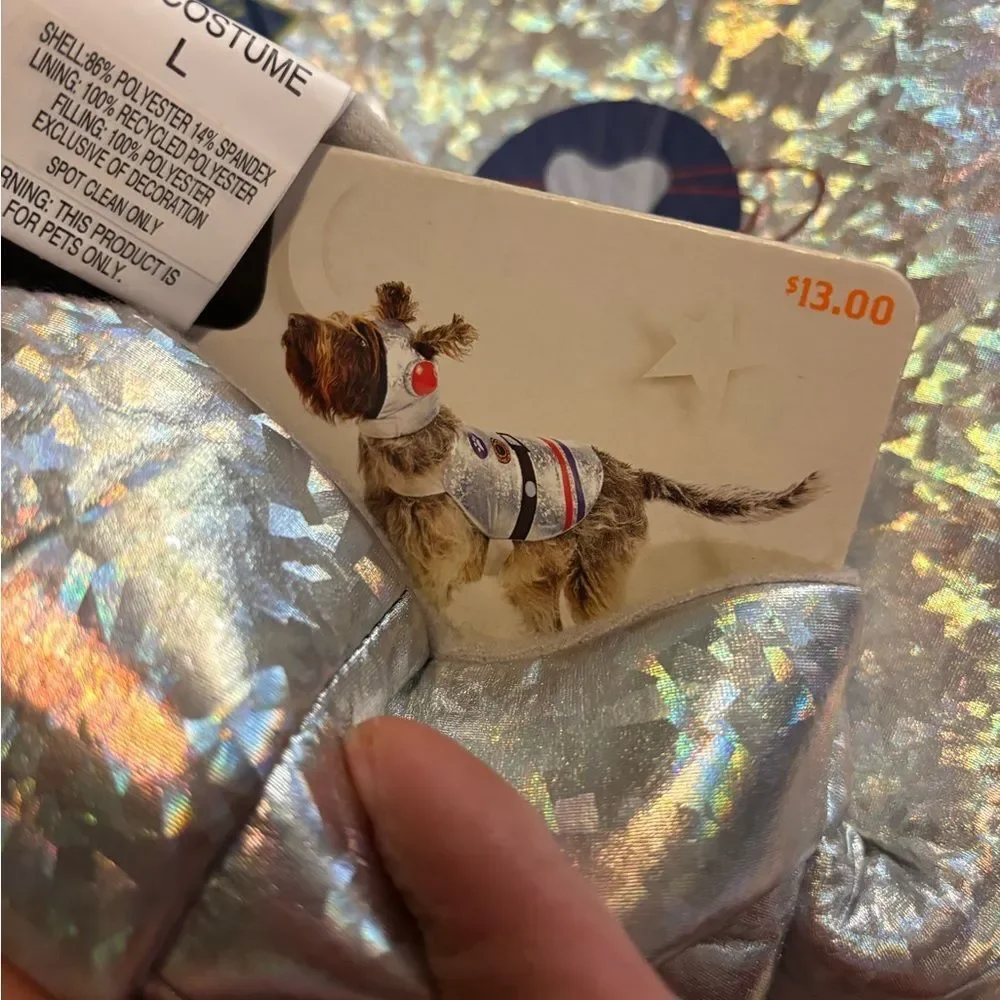 Silver Holographic Dog Costume